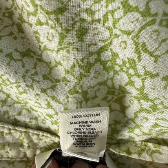 Ann Taylor Loft Floral Blouse Top Peasant Puff Sleeve Green S - Picture 6 of 6